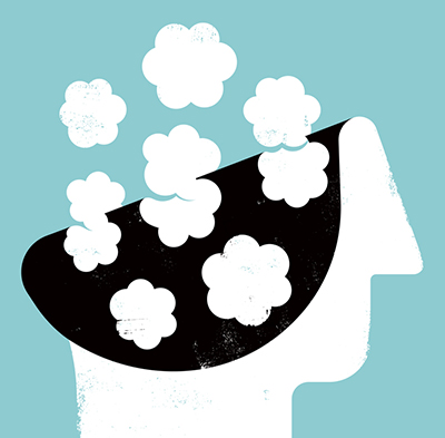 illustration of a head in the clouds