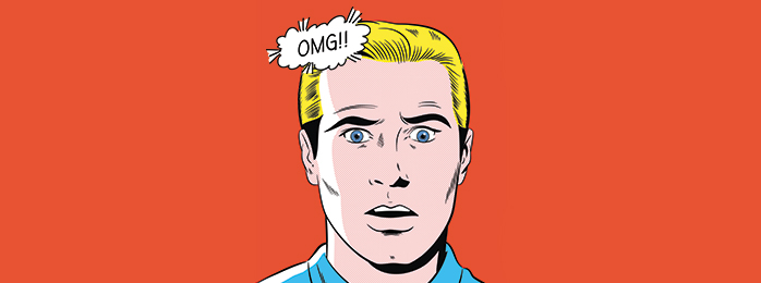 Pop art illustration of a man saying "OMG!!"