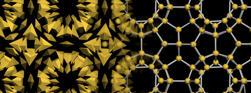 Up close image of nano particles in geometric pattern using yellow and black colors