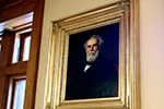 A portrait of commodities trader and philanthropist Orrington Lunt (1815–1897), one of the founders of Northwestern, overlooks the second-floor stairs. Lunt provided $50,000 (nearly $1.5 million in today’s dollars) toward the cost of the $100,000 building.